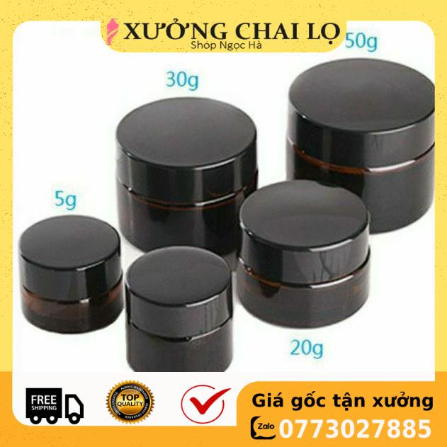 Hũ Chiết Mỹ Phẩm ❤ GIÁ RẺ NHẤT ❤ Hũ chiết mỹ phẩm thủy tinh nâu 30g,50g,100g, phụ kiện du lịch