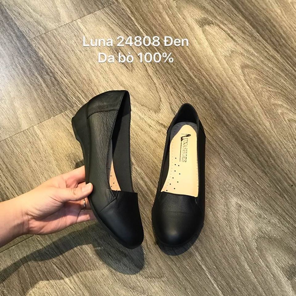 Giày đế xuồng nữ, giày xuồng nữ Lunashoes (24808) mũi tròn da thật cao cấp dễ đi kiểu Hàn quốc nhiều màu