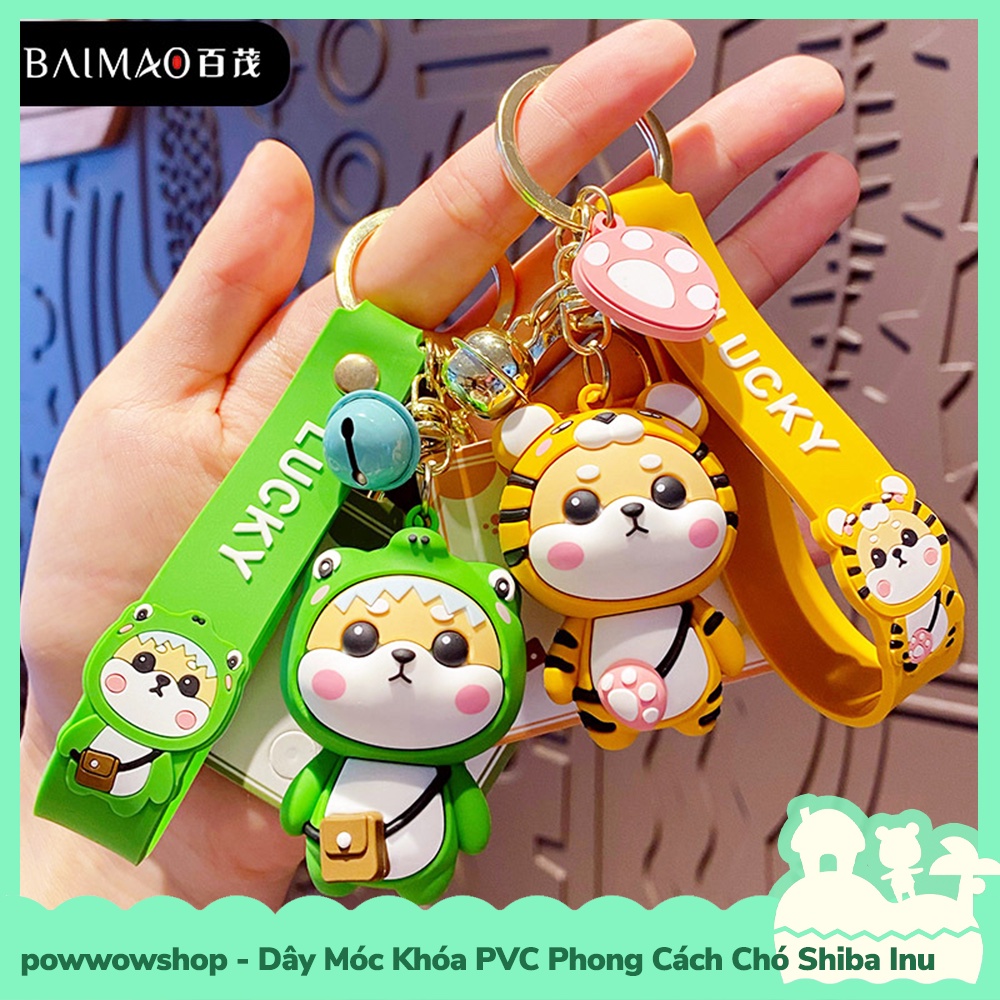 [Sẵn VN - Hỏa Tốc] Dây Móc Khóa Chuôg PVC Kiểu Dáng Chó Shiba Ino Cute Mang Túi