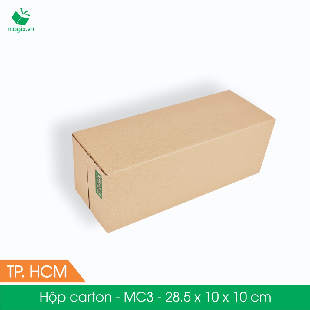 MC3 - 28.5x10.5x10 cm - 100 Thùng hộp carton + tặng 50 decal HÀNG DỄ VỠ