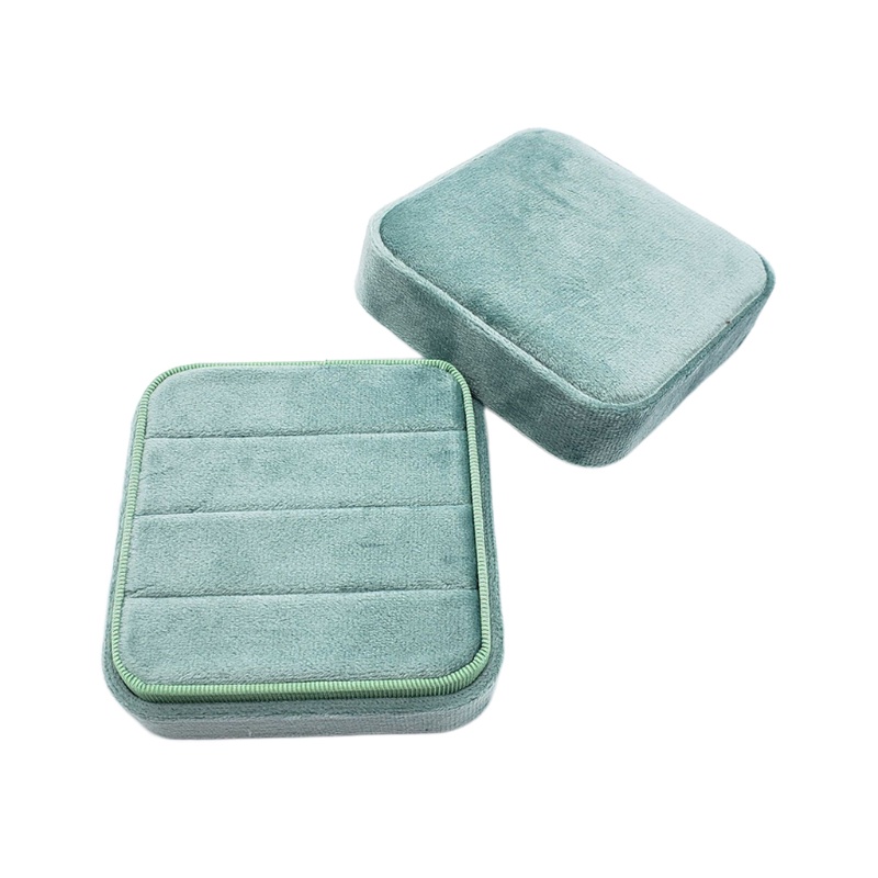 QQ Hộp Đựng Nhẫn Hình Vuông Chất Liệu Nhung Có Nắp Tháo Rời Được Tiện Dụng