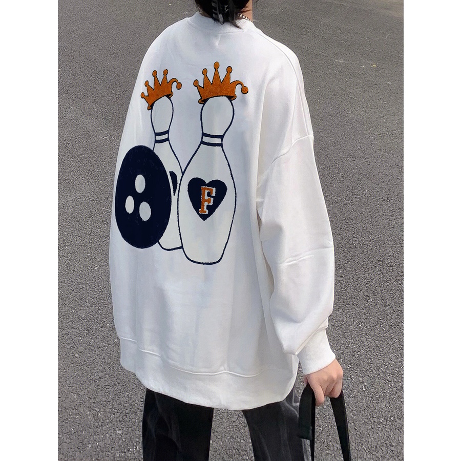 SELVZE Áo sweater cổ tròn chất liệu cotton cao cấp thời trang theo phong cách Mỹ cho nữ