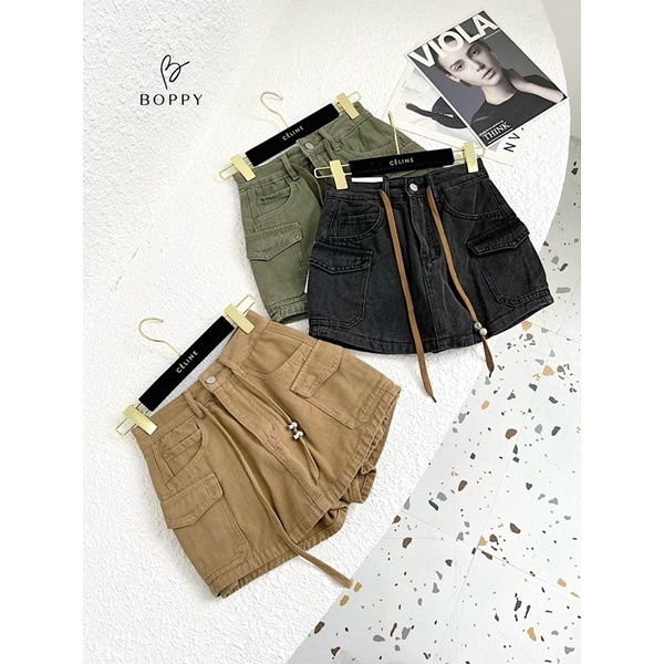 Chân váy jeans túi hộp rút dây