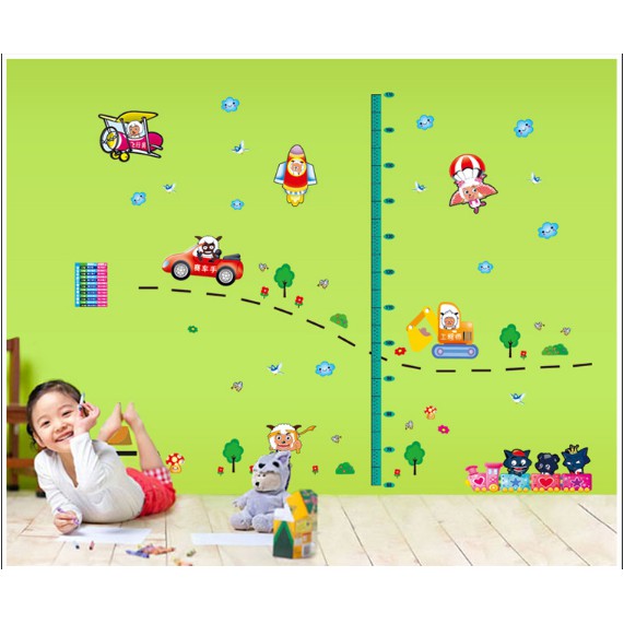 Decal trang trí thước đo xe xinh cho BÉ