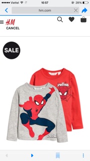 Áo bé trai dài tay Hm spiderman