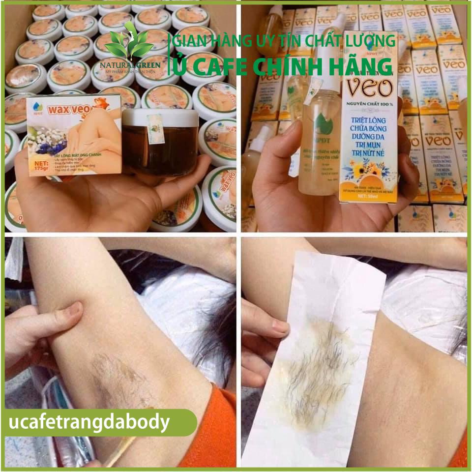 Combo gel wax lông veo 175gr và mỡ chăn 50g giúp tẩy sạch mọi vùng lông an toàn hiệu quả [Kèm giấy wax và que gạt]