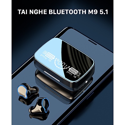 Tai Nghe Không Dây Bluetooth 5.1 M9 LED TWS Điều Khiển Cảm Ứng Chống Nước Chất Âm Thanh Hifi 9D Chống Ồn Chất Lượng Cao