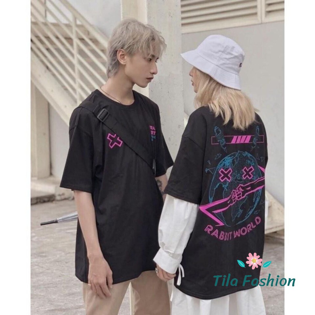 Áo thun badrabits tay lỡ dáng rộng unisex dưới 75kg HOT
