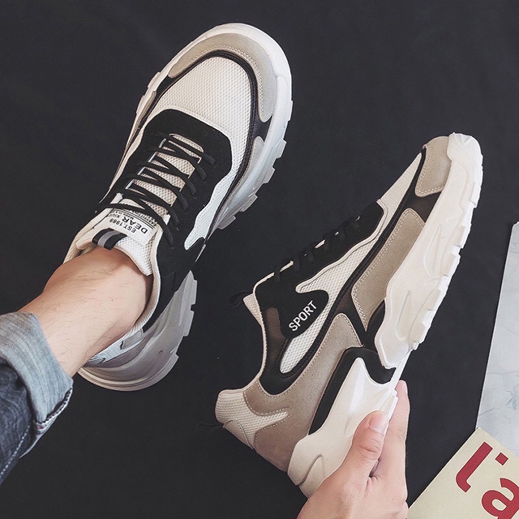 Giày sneaker nam thể thao CHAGO, giày tăng chiều cao chất liệu vải phối da lộn phong cách Hàn Quốc - GTT107-3