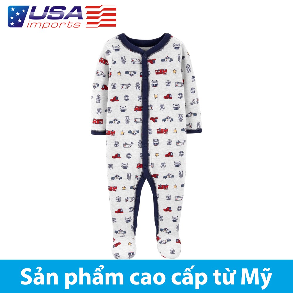 Đồ dài, đồ ngủ cotton liền quần cài nút Car-tờ Auth Từ Mỹ (17916010)