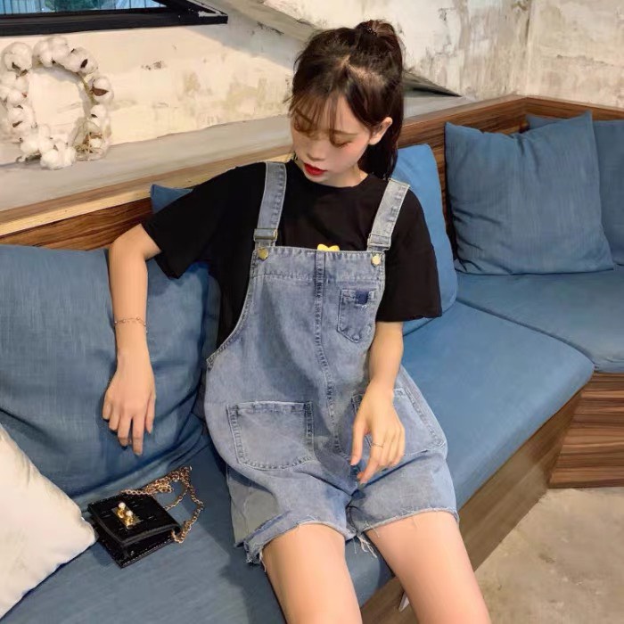 Yếm quần short uzzang form rộng thiết kế Hàn Quốc 2023