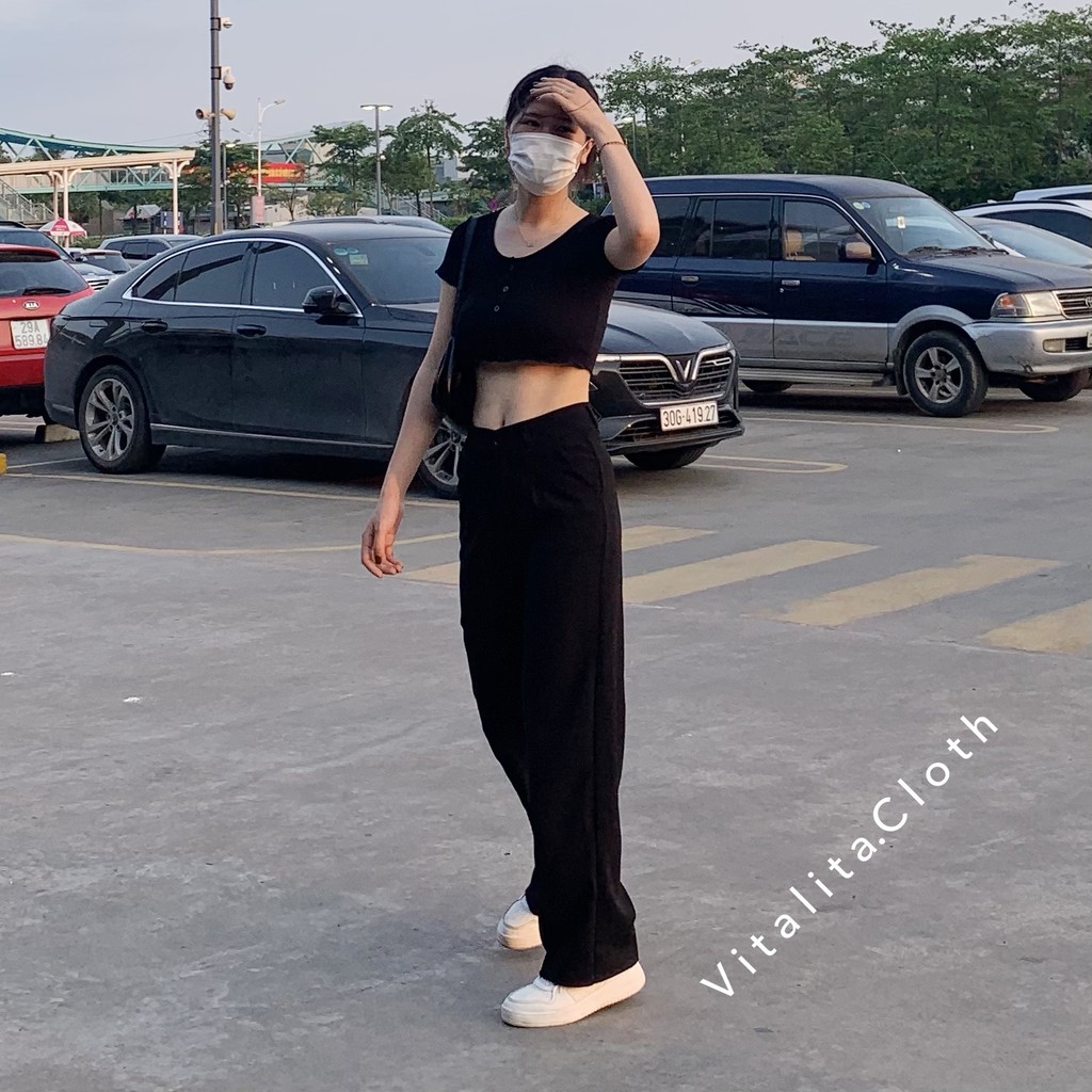 Quần ống rộng nữ lưng cao STYLE ULZZANG - chất vải Cát Hàn phối đồ cực phong cách - cực xinh