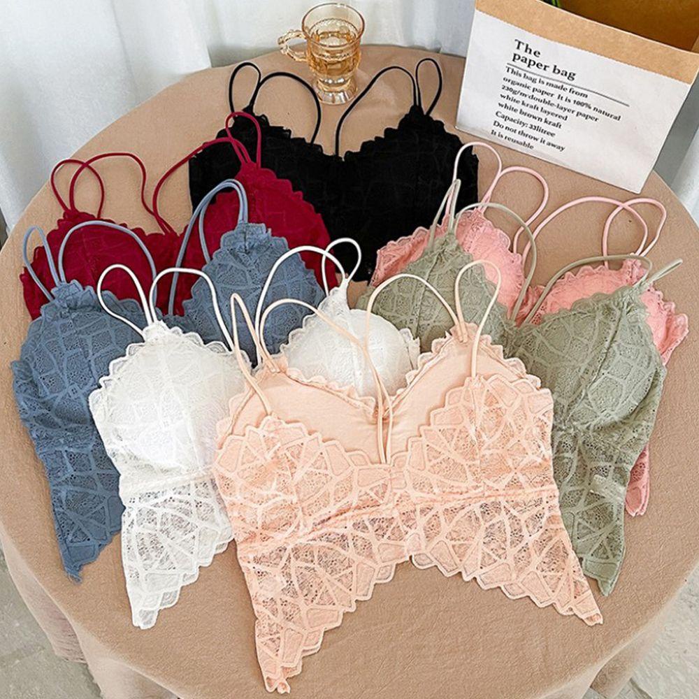 OCEANMAP Áo Lót Ren Hoa Hai Dây Dáng Ôm Thời Trang Quyến Rũ Cho Nữ