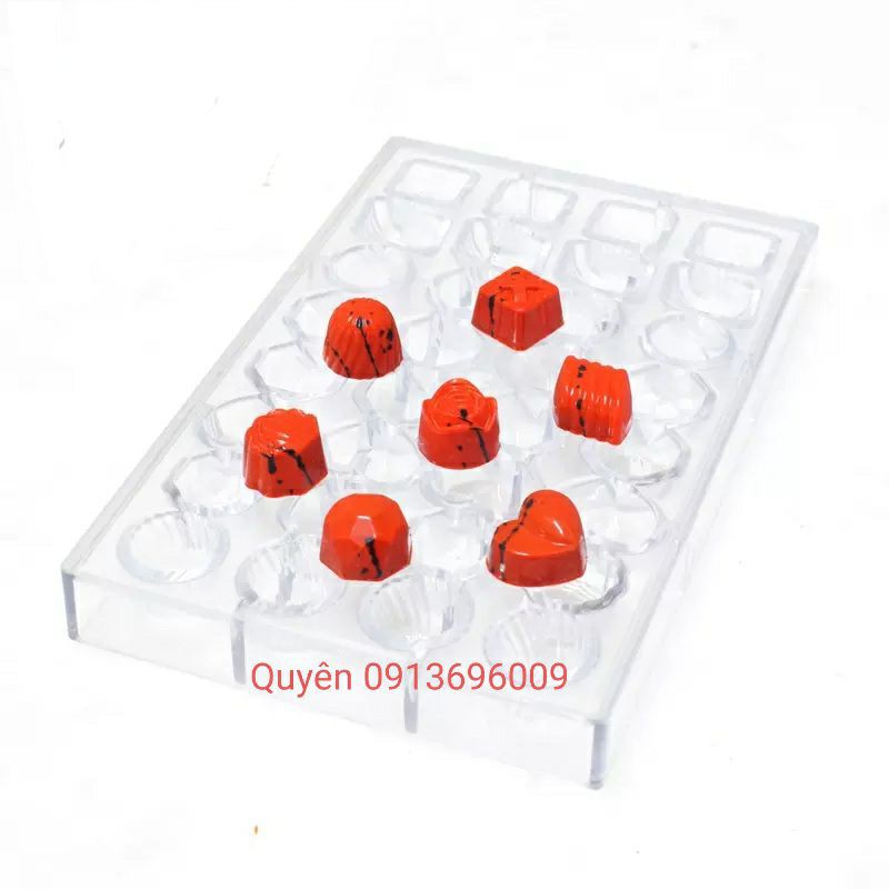 Khuôn sô cô la socola nhựa cứng PC 7 mẫu kết hợp