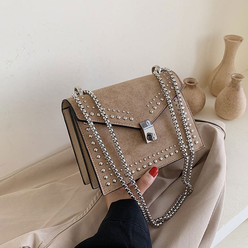 Túi Da Đeo Chéo Vai Có Dây Xích Kiểu Cổ Điển Cho Nữ