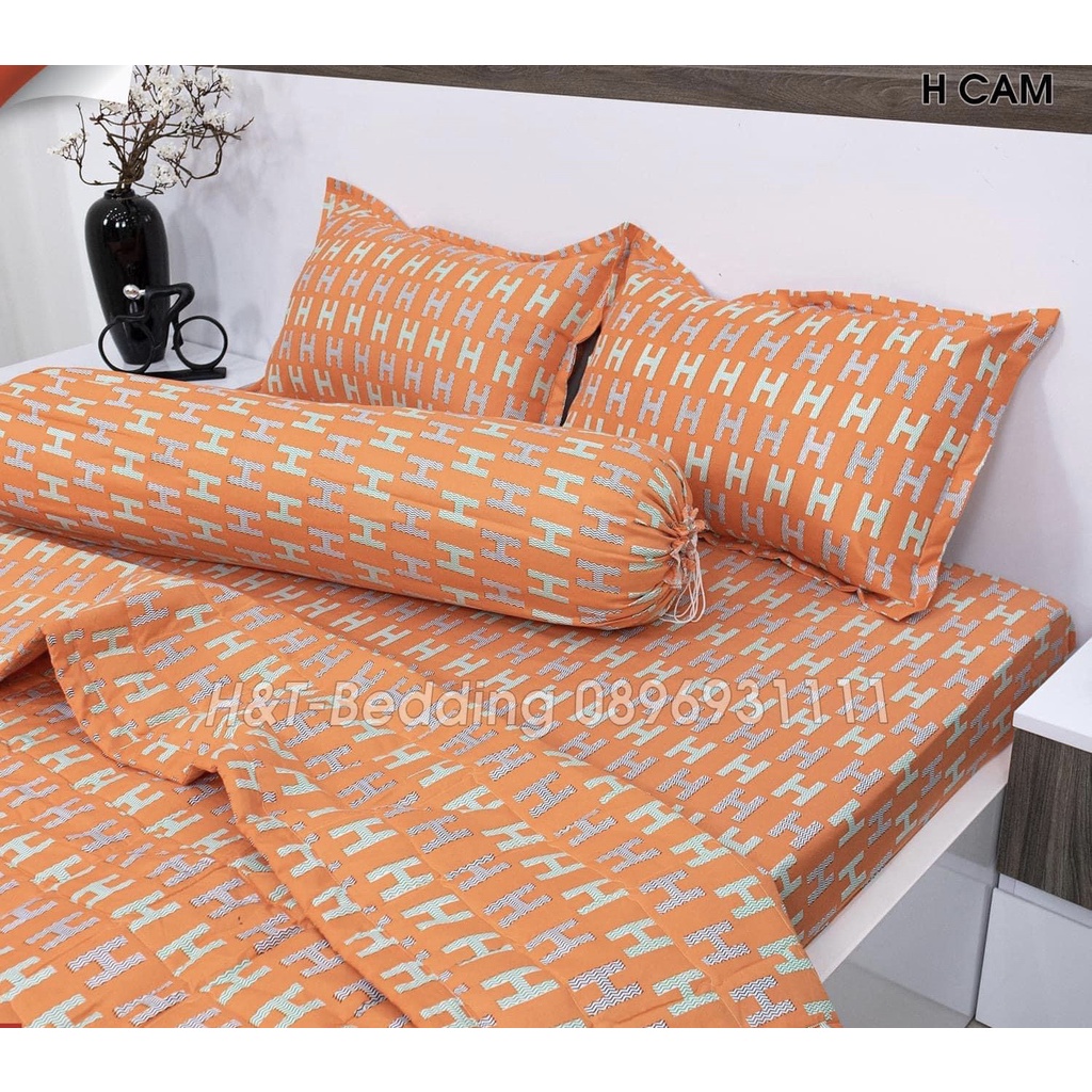 Bộ chăn ga gối H Cam Cotton Poly , Set chăn ga gối H Cam Cotton Poly miễn phí bo chun ga giường
