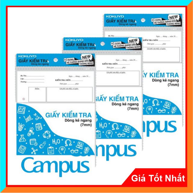 Giấy Kiểm Tra B5 Campus Kẻ Ngang Có Lề 25 Tờ Đôi TP-BR70G-25.