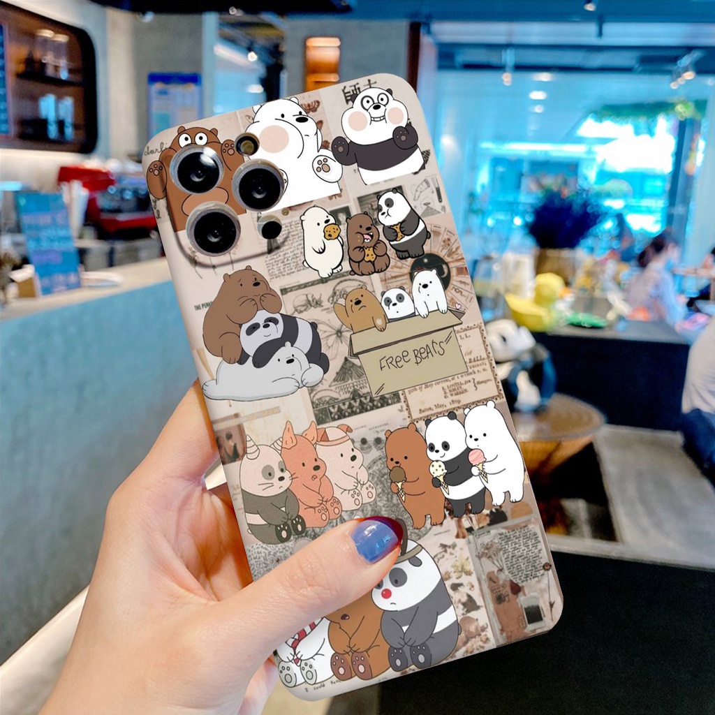 Ốp lưng cho điện thoại iPhone 7 plus họa tiết 3 chú gấu vui chơi ốp vuông iphone 13 12 11 PRO MAX 6/6s 7/8plus XR XS MAX