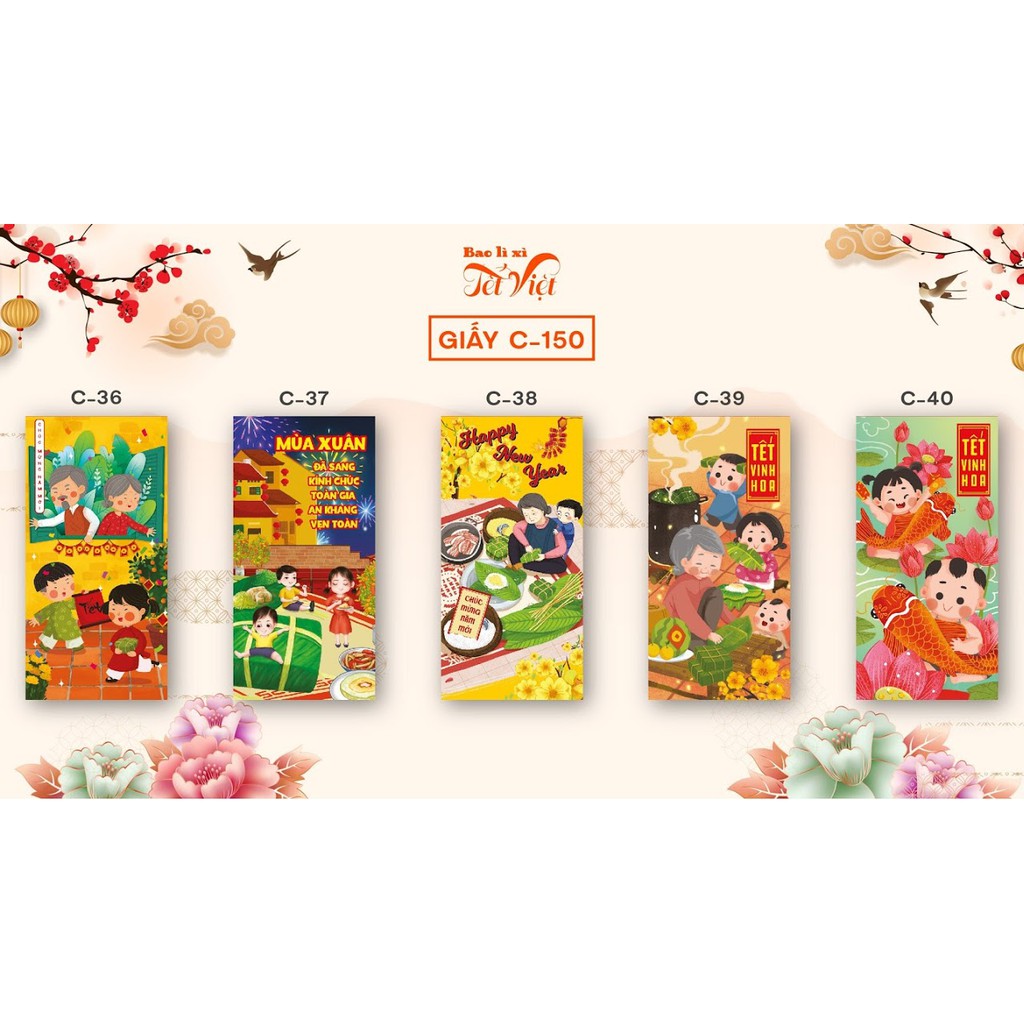 Combo 50c Bao Lì Xì Tết 2021 Đóng Túi Sẵn / 1 TÚI 10c - Cực đẹp - Có Chọn Mẫu