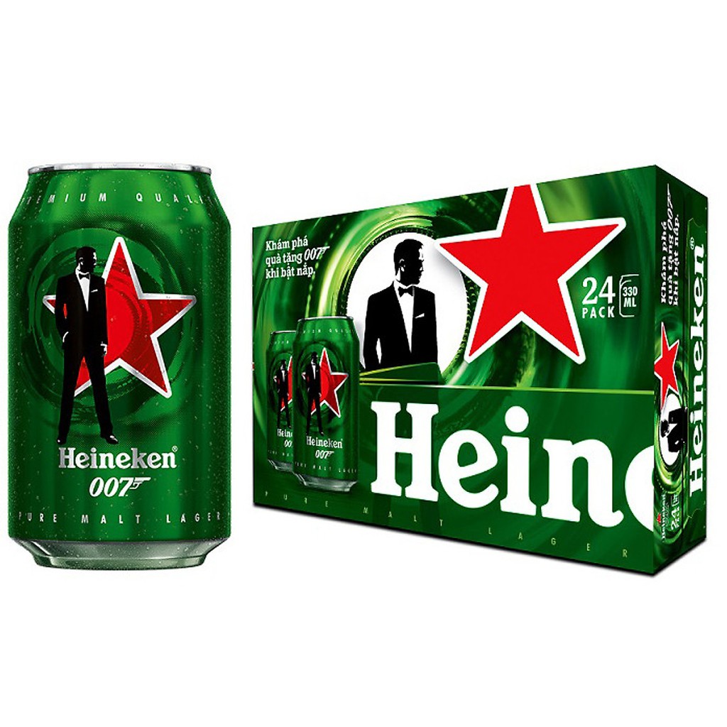 Thùng bia Heineken 24 lon cao, lùn, 330ml