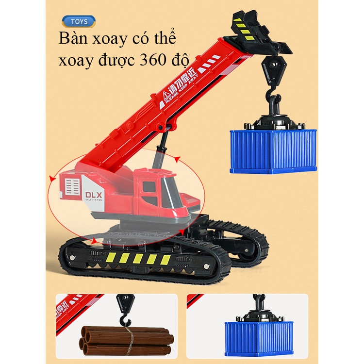 Đồ chơi mô hình xe cẩu tự hành kèm 4 khối gỗ KAVY xoay 360 độ bánh xích