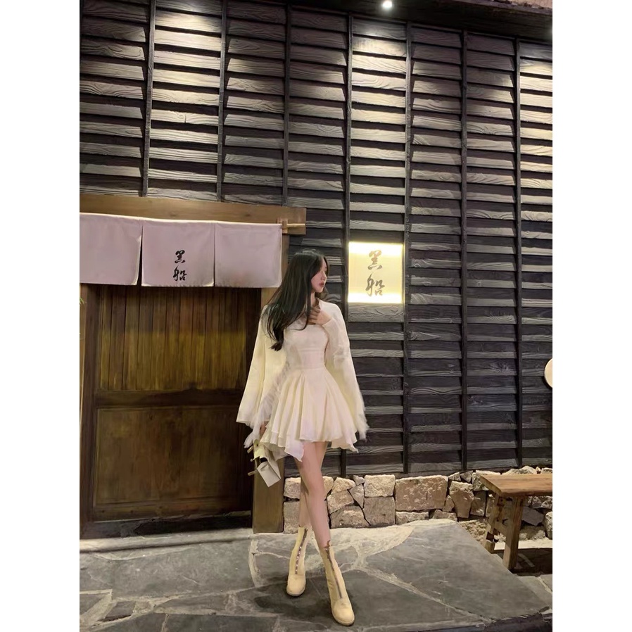Đầm dự tiệc cổ vuông tùng nhún hong xòe cực xinh rosa dress