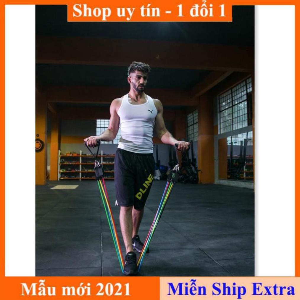 [ Xả kho tết] Dây tập gym tại nhà, dây đàn hồi tập gym, tập gym tại nhà, Bộ 5 Dây Đàn Hồi Tập Thể Hình -Freeship