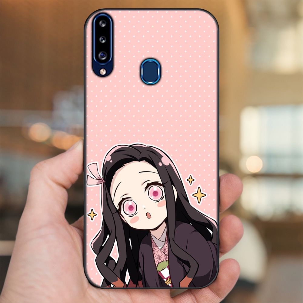Ốp lưng Samsung A20S viền đen in hình Nezuko Kimetsu no Yaiba