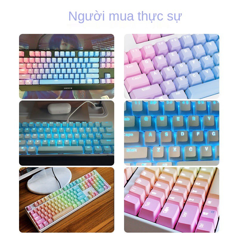 ✎✷Keycap Blue Enchantress 87 104 108PBT Mờ Cầu Vồng Sương Màu Xanh Thiền Sư Ảo Tưởng Trang chủ Secret Agent Keycap