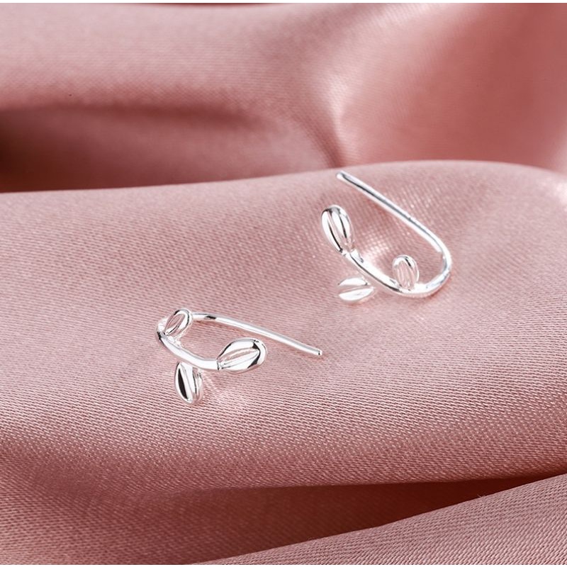 Hoa tai bạc S925 - Bông tai nữ bạc Ý đeo 2 kiểu hình cây Threeleaves dễ thương Zaza accessories KT8003