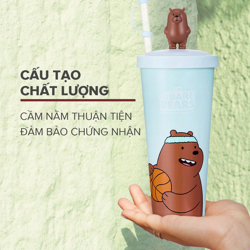 [Mã LIFEHL188 giảm 12% đơn 99K] Ly nhựa 640ml We Bare Bear x Miniso có nắp kèm ống hút nhiều(giao ngẫu nhiên)