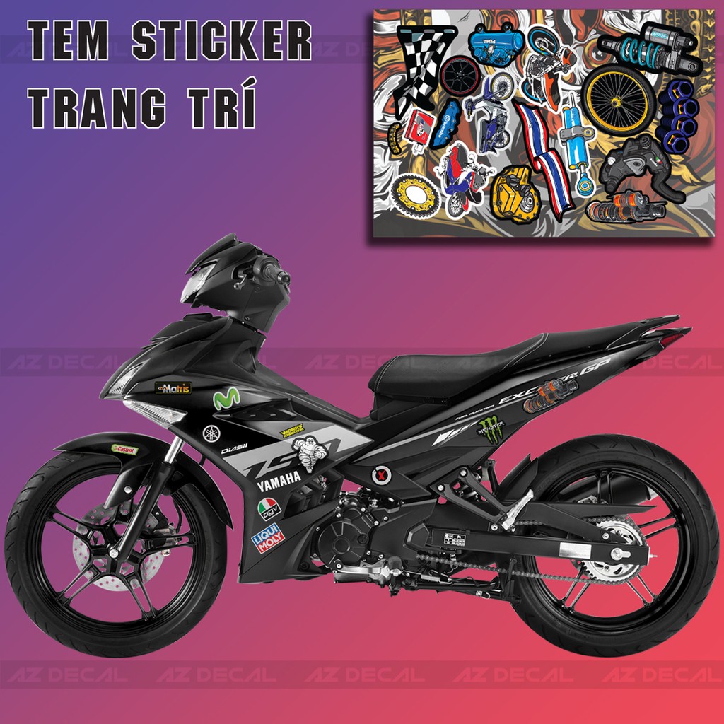 [Set A4] Sticker Trang Trí Xe Chủ Đề Logo Racing 5 - PVC Cao Cấp