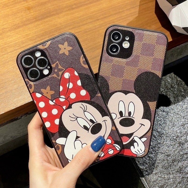 Ốp Điện Thoại Da Mềm Họa Tiết Chuột Mickey Minnie Thời Trang Cho iPhone 14 13 12 11 Pro Max X XS XR 7 8 Plus