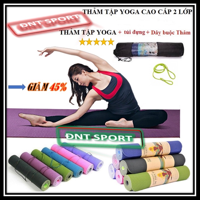 [FREESHIP❤️] THẢM TẬP YOGA TPE CAO CẤP 2 LỚP ĐÀI LOAN - LOẠI I - TẶNG TÚI ĐỰNG THẢM