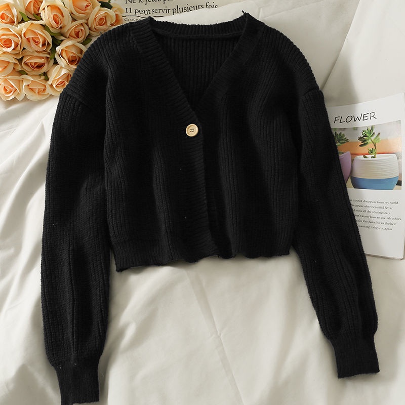 Áo cardigan Dệt Kim Tay Dài Cổ Chữ V Phong Cách Thời Trang Thu Đông Hàn Quốc Mới