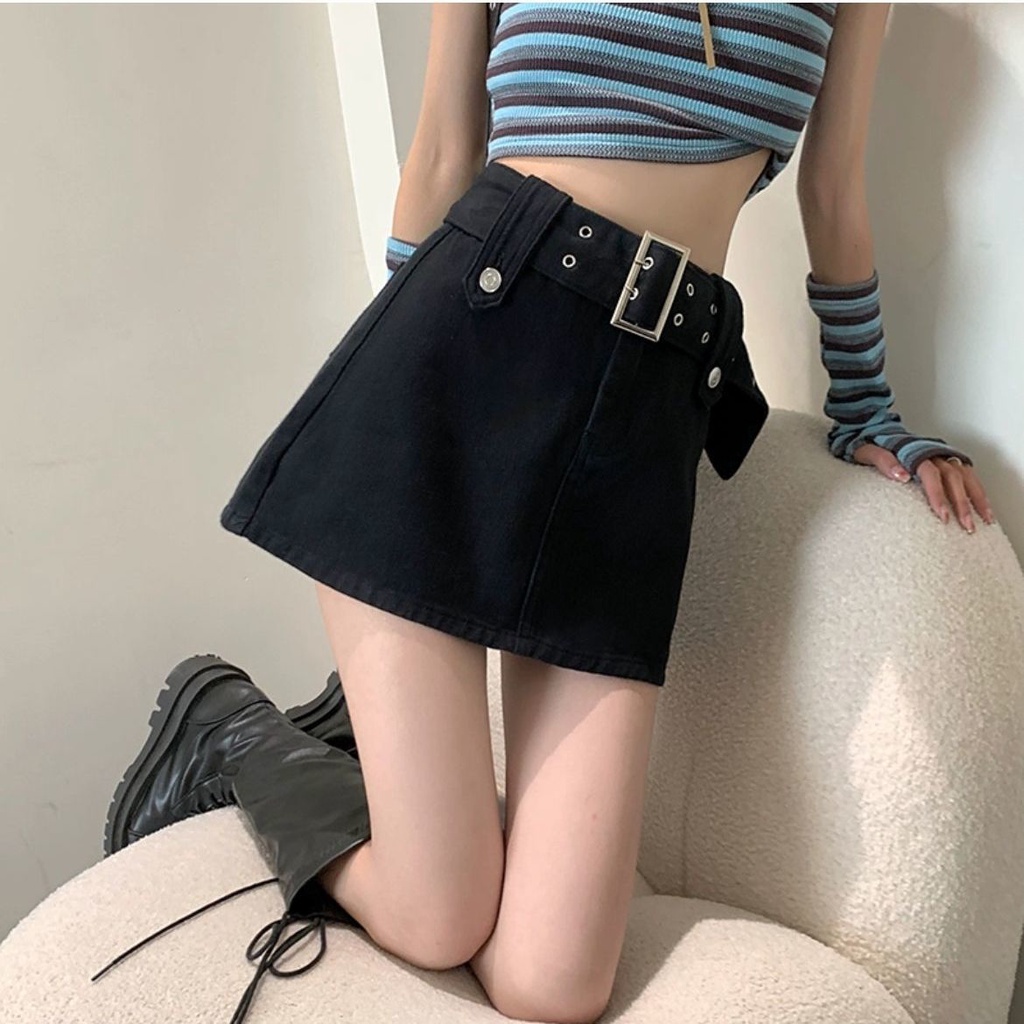 Chân Váy Chữ A Lưng Cao Bằng Chất Liệu Denim Màu Hồng Thời Trang Mùa Hè Mới Dành Cho Nữ