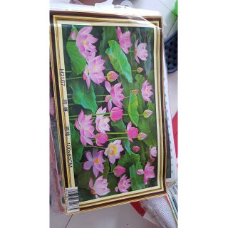 Tranh thêu phong cảnh đầm sen 1mx60cm