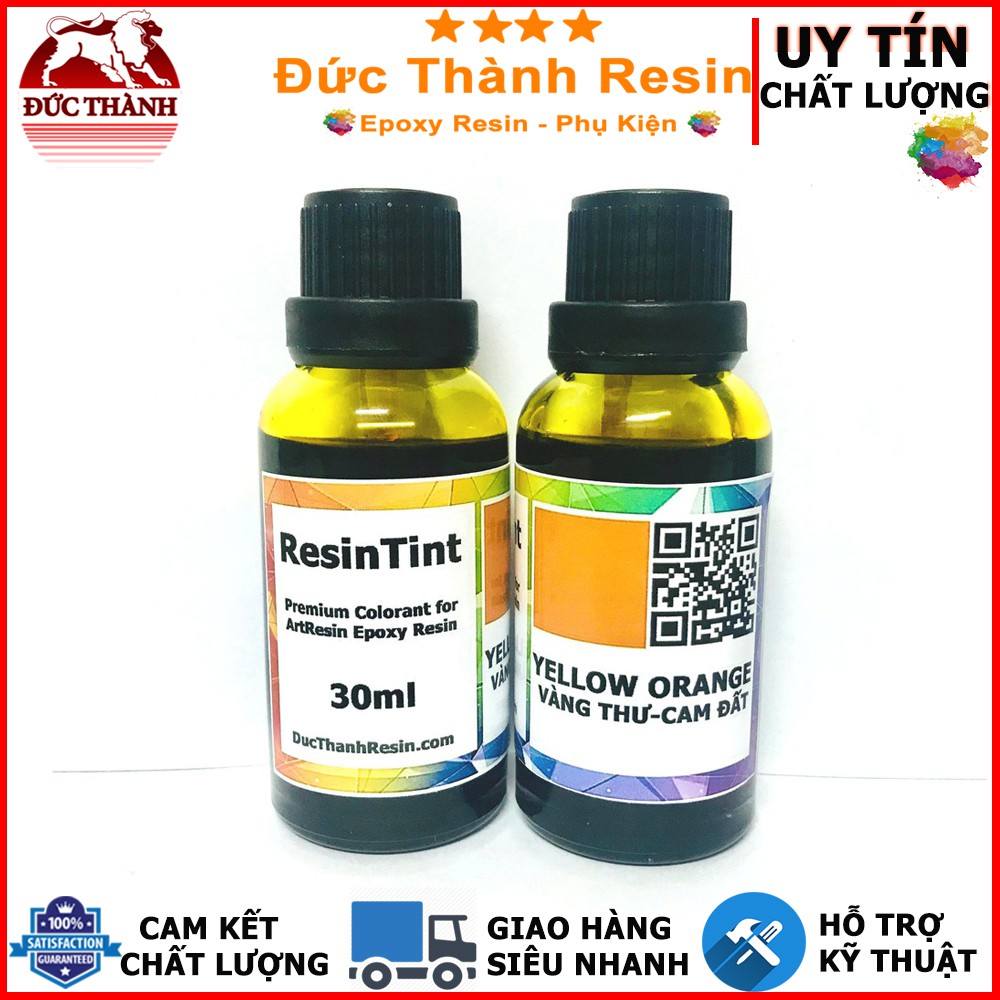 Màu trong suốt xuyên thấu pha Epoxy Resin -  hiệu ứng kính - YELLOW ORANG Vàng Thư, Cam Đất, Mật Ong - 30ml ducthanhauto