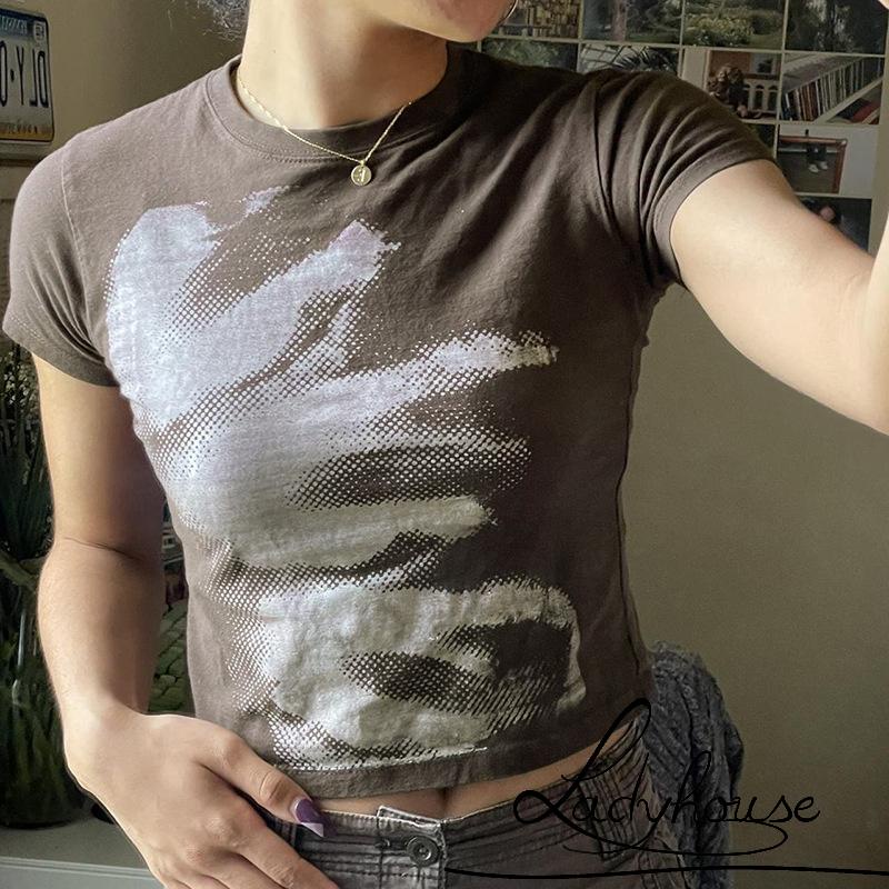 Áo Thun Ngắn Tay In Họa Tiết Phong Cách Harajuku Cổ Điển Dành Cho Nữ