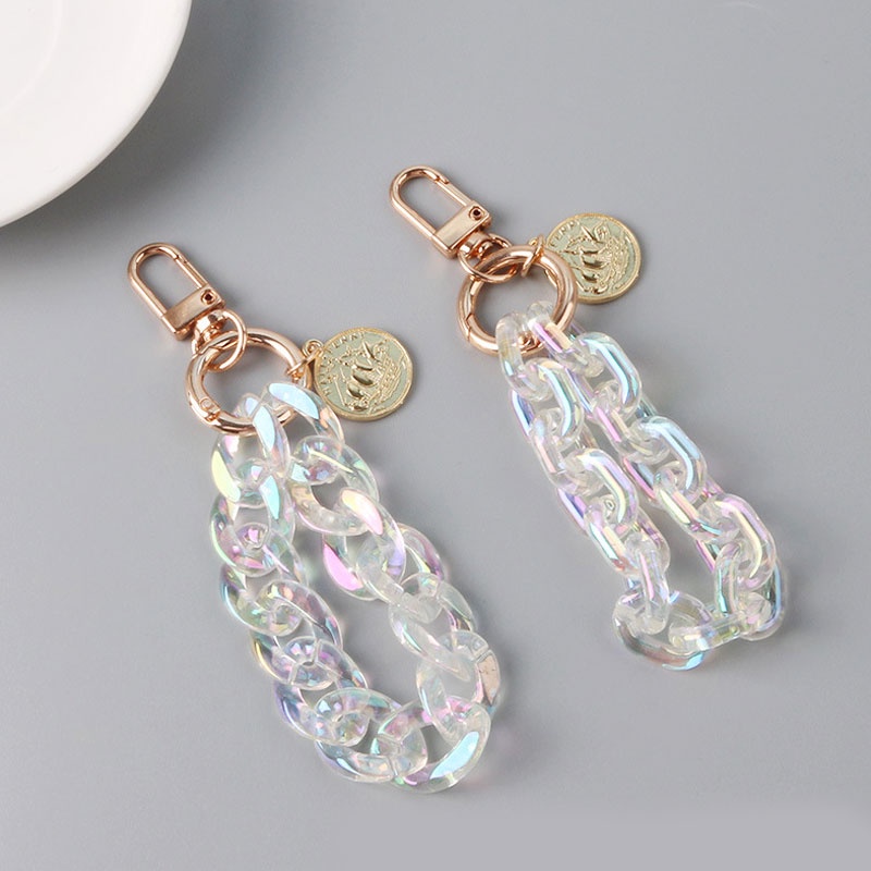 Móc Khóa Dạng Dây Xích Bằng Acrylic Màu Laser Độc Đáo Thời Trang