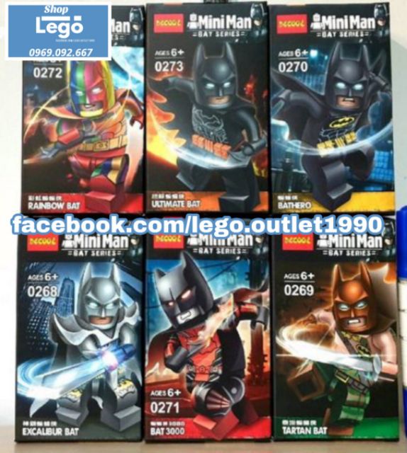 Xếp hình Rainbow bat Ultimate Bathero Tartan Excalibur bat3000 Batman Series Lego Minifigures Decool 0268 0273