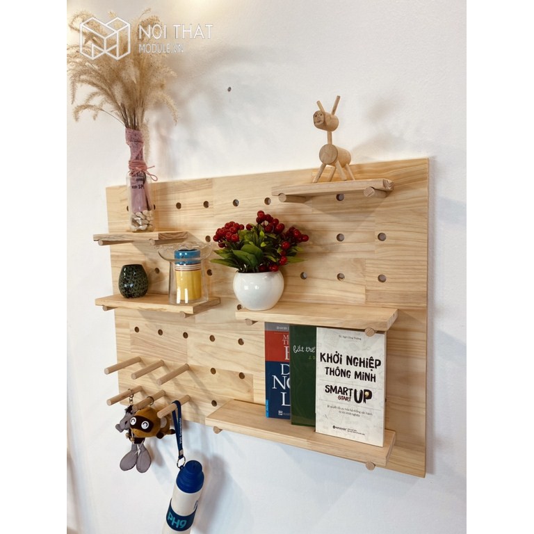 Bảng trang trí Pegboard Gỗ Bảng trang trí vân gỗ 60cm x 80cm