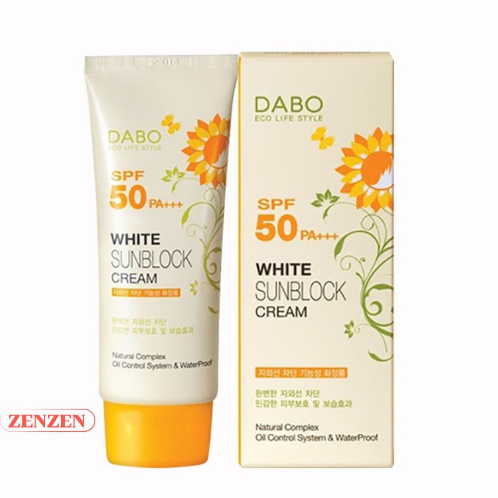 Kem Chống Nắng Không Nhờn Dính Tác Dụng Lâu DaBo White Sunblock cream  SPF50 Hàn Quốc 70ml