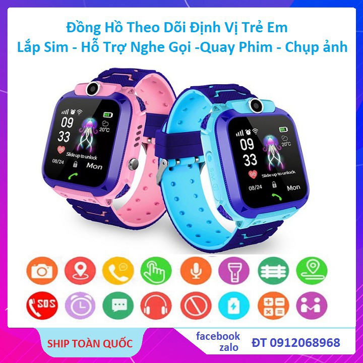 Đồng Hồ Định Vị Trẻ Em, Đồng Hồ Lắp Sim, Nghe Gọi Chống Nước Tiếng Việt