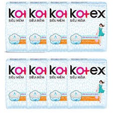 Băng vệ sinh Kotex siêu mềm  khô thoáng có cánh/ không cánh 8 miếng 23cm