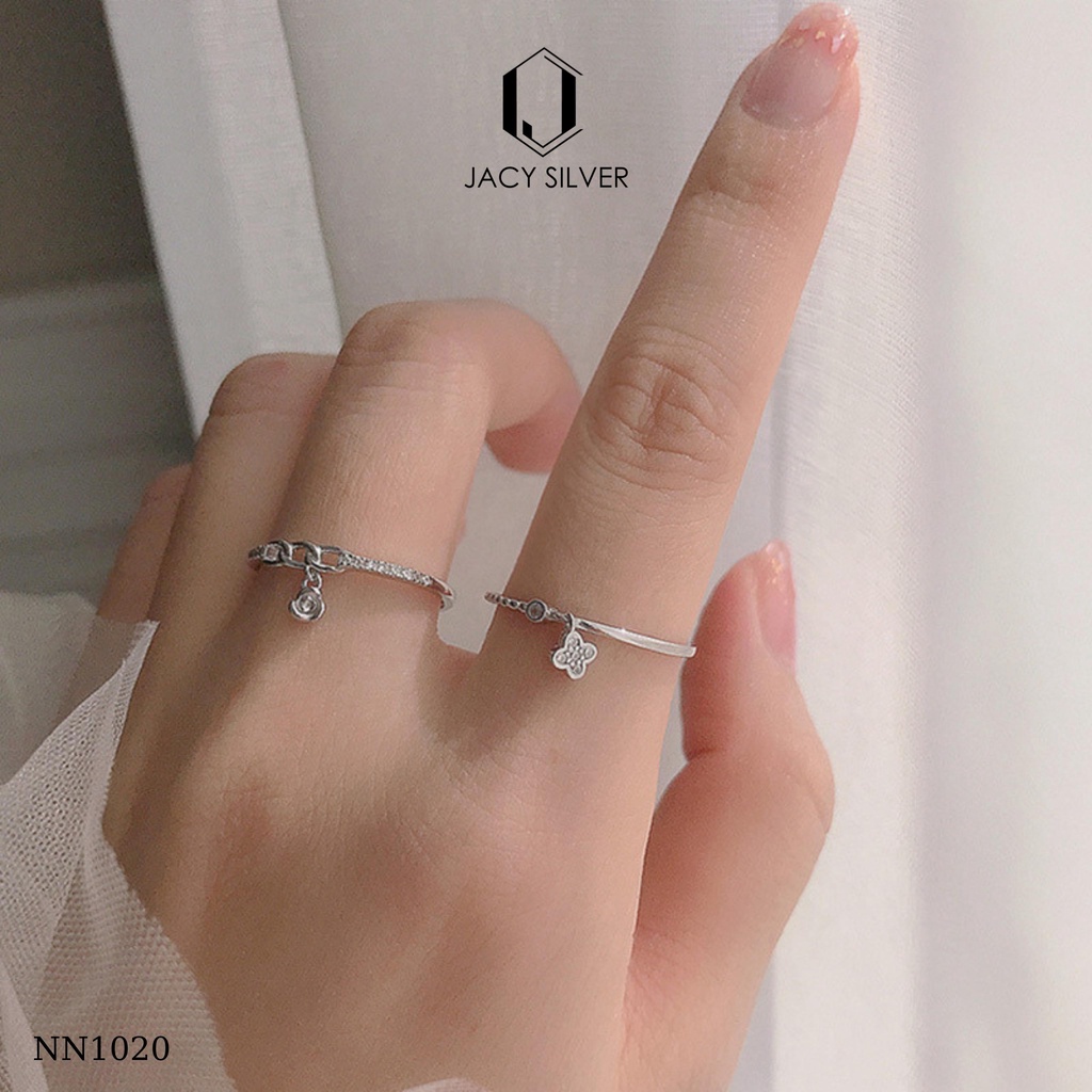 Nhẫn Bạc 925 Charm Hoa Hồng, Nhẫn Bạc Ý Cho Nữ Jacy Silver NN1020