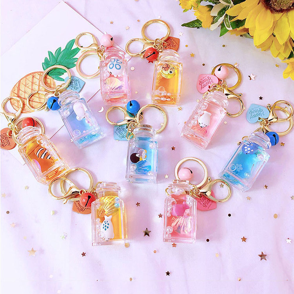 ALLGOODS Lovely Key Ring Fashion Car Pendant Keychain Moving Liquid Accessories Cute Creative Resin Acrylic Bag Charm