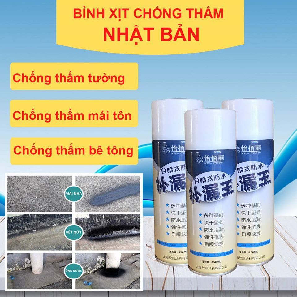 Sơn Chống Thấm 💥 HIỆU QUẢ 100% 💥 Bình Xịt Chống Thấm Đa Năng Xịt Là Hết Rấm Dột Ẩm Mốc (Màu Trắng)