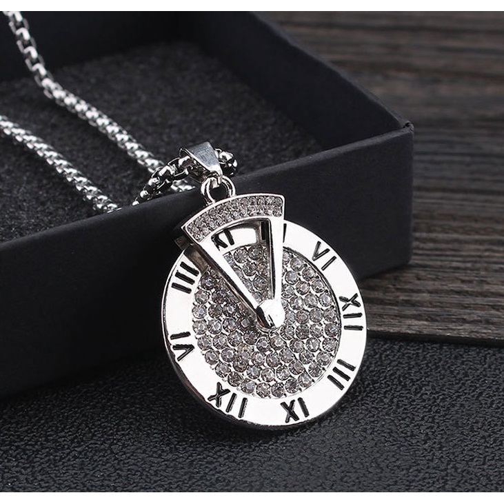 Dây Chuyền Nam Vòng cổ Nam nữ Màu Bạc Saz Store - Vòng Cổ Hình Tròn Chất Liệu Titan Không Gỉ - Clock Chain