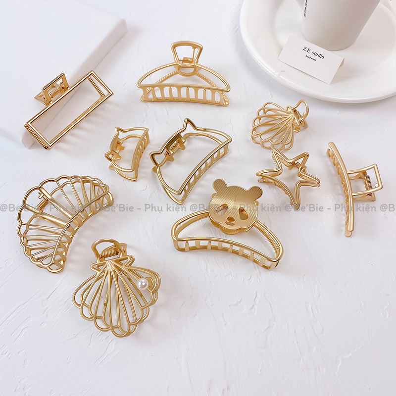 Kẹp tóc càng cua kim loại mạ vàng nhiều hình cute BeBie - BP347